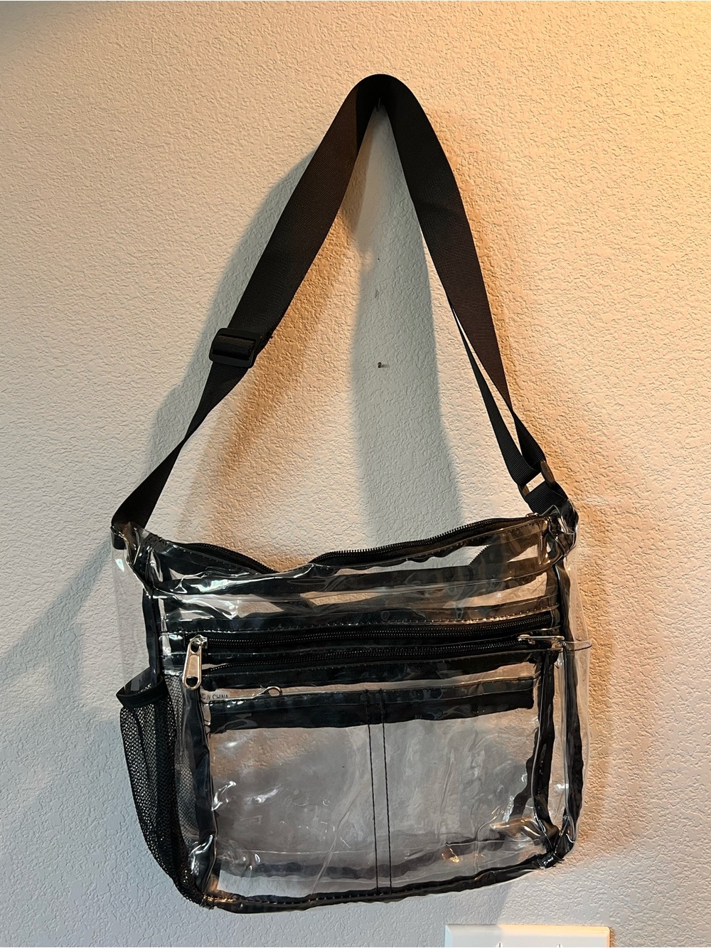 Clear Black PVC Crossbody Bag with Adjustable Strap